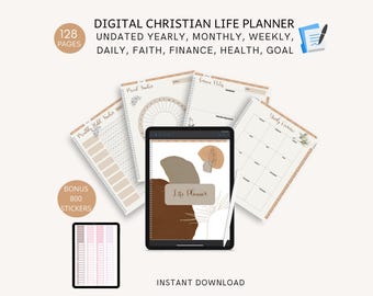 Christian Life Digital Planner for GoodNotes: Faith, Health & Finance (PDF Download, 800+ Stickers Included