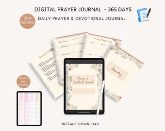 Diario di preghiera digitale quotidiano, diario devozionale, 366 giorni, senza data