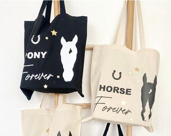 Tote bag équitation, sac cheval, sac poney, cadeau équitation, tote bag personnalisé