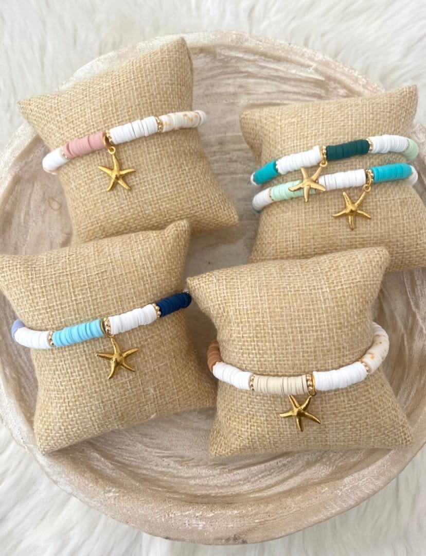 Starfish heishi bead bracelet