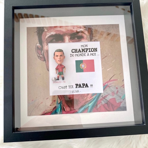 Cadre foot « mon champion du monde » personnalisé, cadre vitrine, cadeau papa, cadeau papi, cadeau football