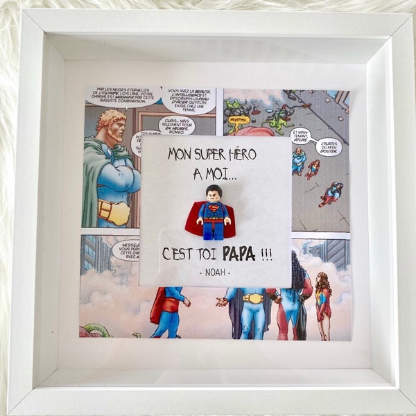 HERO - Cadre vitrine "mon super héros" à message personnalisé