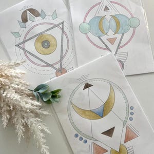 LOVE CARE, 3er-Pack Schwingungssymbole, energetisches Malen, heilige Geometrie, Zeichnung, Schwingungskunst, energetische Pflege, Manifestation