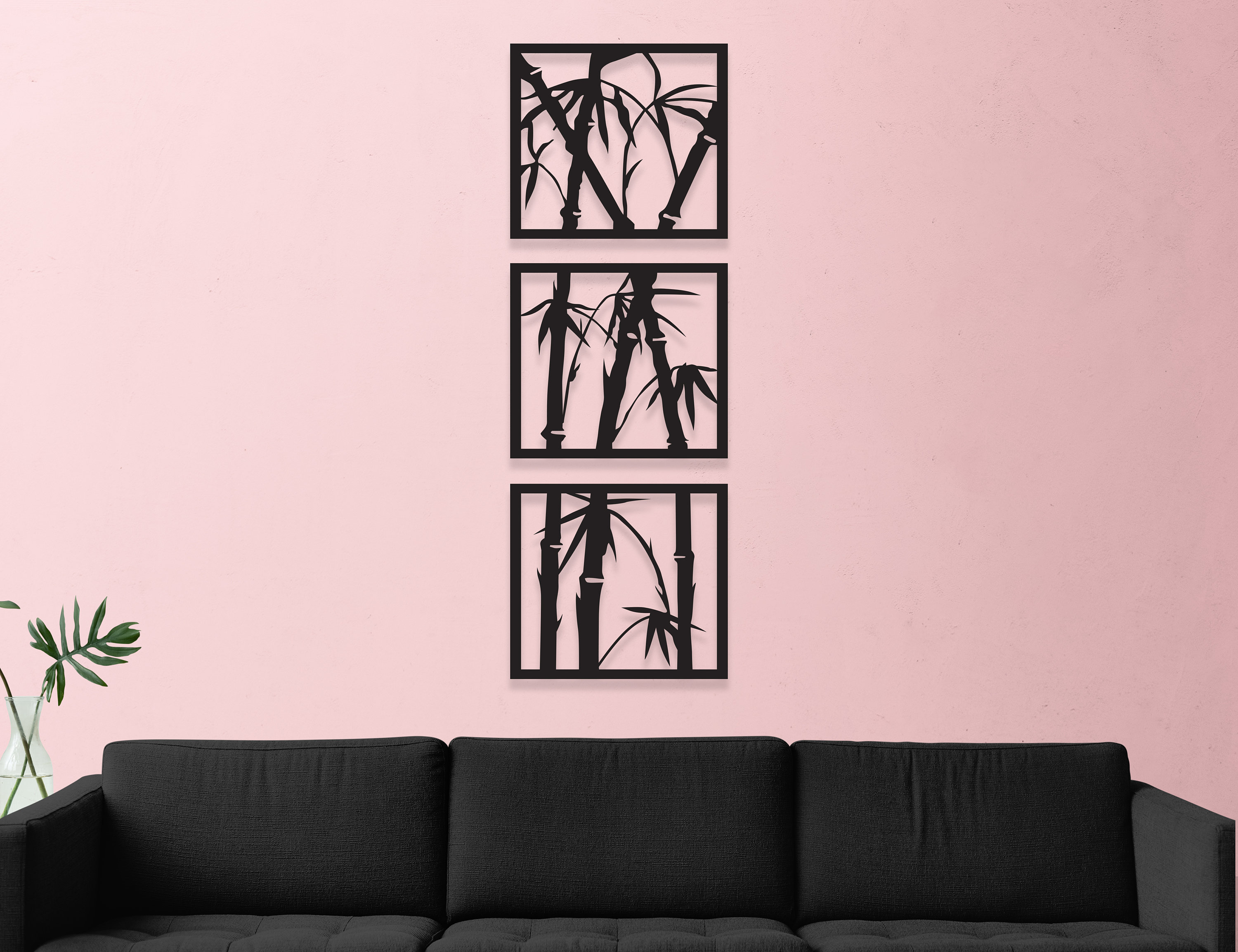 Bamboo Metal Wall Art 3 Piece Wall Decor Bamboo Wall Art Etsy