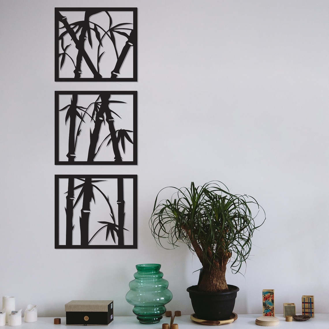Bamboo Metal Wall Art 3 Piece Wall Decor Bamboo Wall Art Etsy