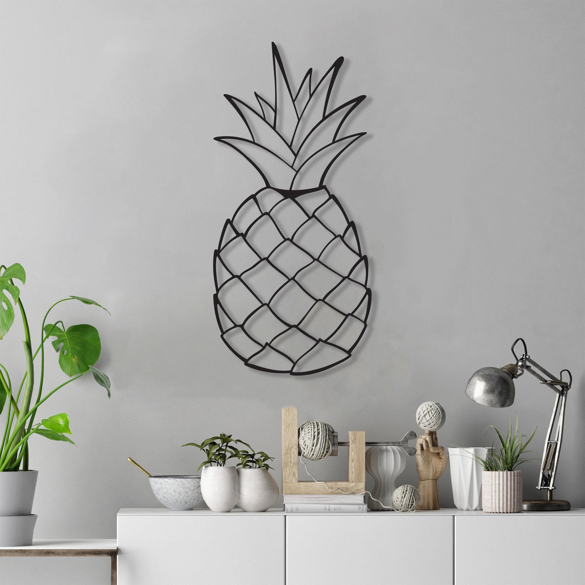 Pineapple Metal Wall Art Pineapple Metal Lineart Large Metal Etsy