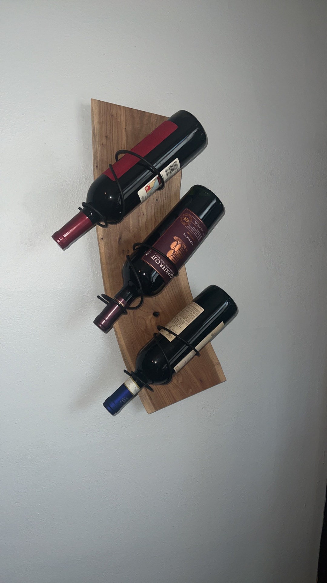 Curved Wallmounted 3 Ring Wine Bottle Holder Wine Rack Etsy