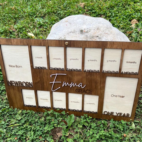 Personalized First Year Photo Frame: Newborn to One Year Keepsake