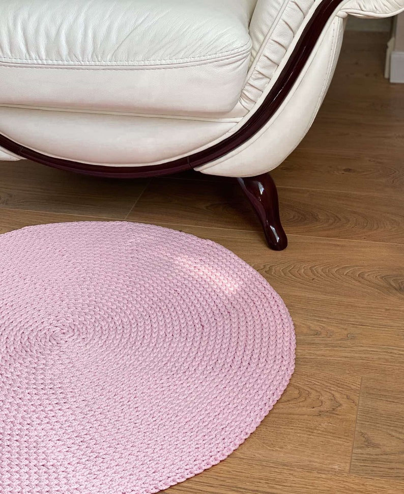 Crochet Circle Shape Pink Color Carpet. Carpet to Order. Etsy