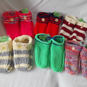 Hut shoes - slippers - crocheted - cozy and warm - wool - handmade - children&#39;s and adult sizes 38-40
