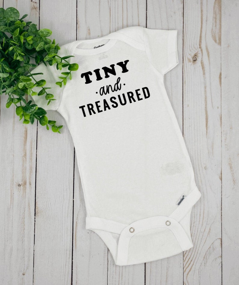 Newborn Gift Infant Outfit Baby Shower Gift Tiny And Treasured Baby Onesie