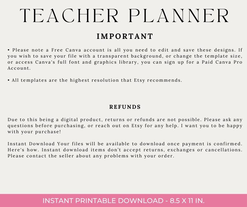 EDITABLE Teacher Planner Floral Design Canva PDF Lesson Planner Class ...