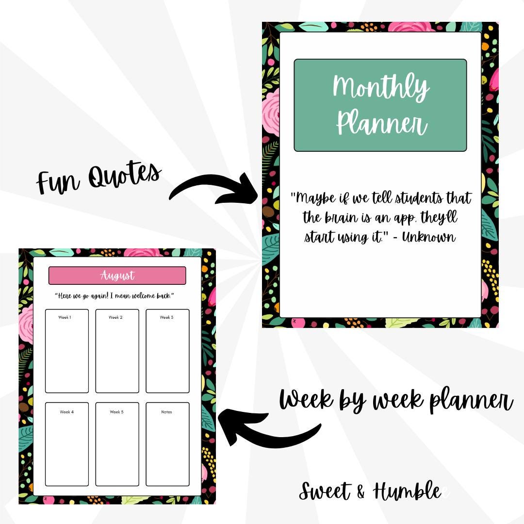 EDITABLE Teacher Planner Floral Design Canva PDF Lesson Planner Class ...