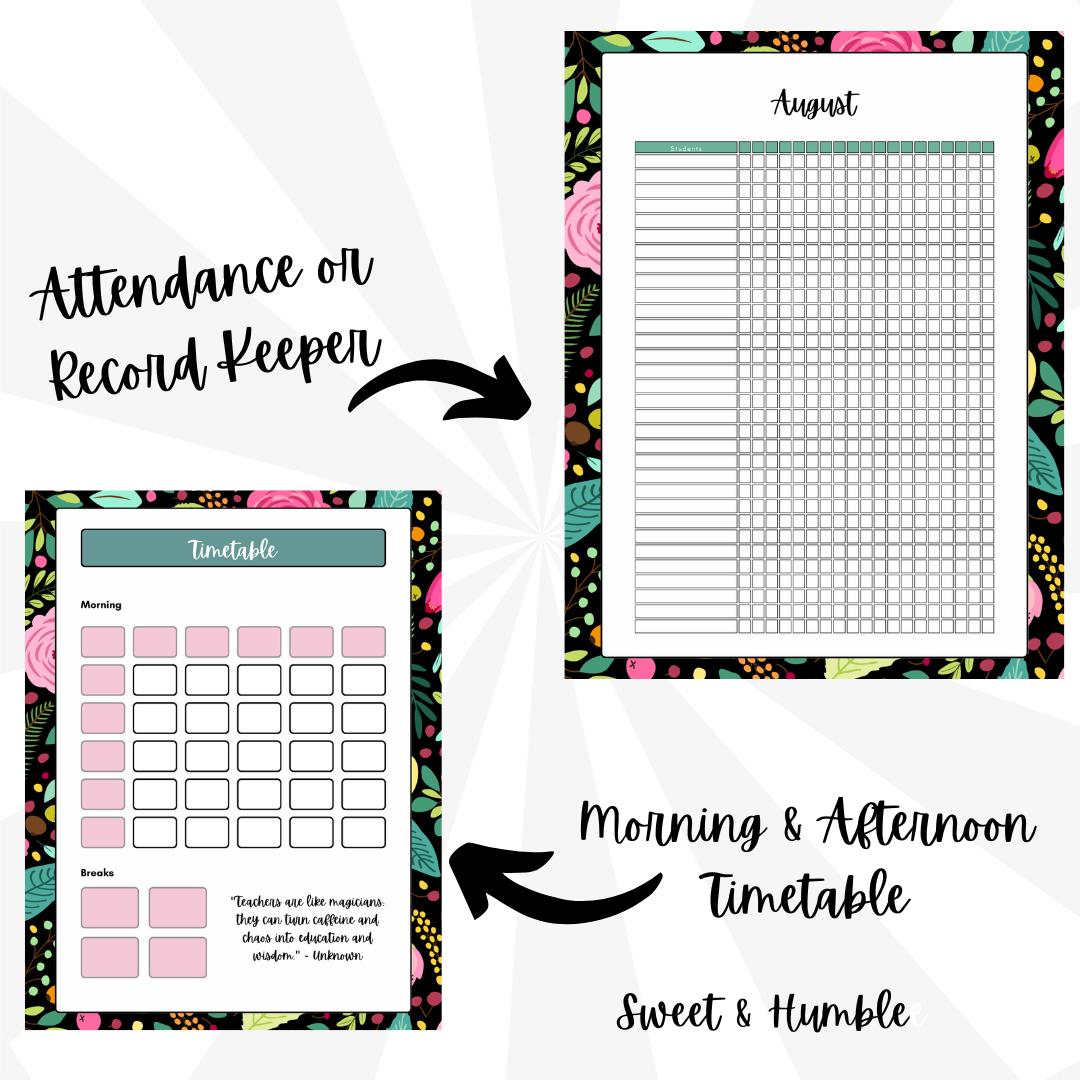 EDITABLE Teacher Planner Floral Design Canva PDF Lesson Planner Class ...
