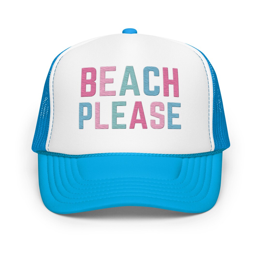 Beach Please Multi-color Adult Foam Trucker Hat - Etsy display picture 2