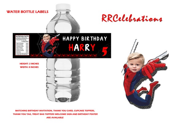 Spiderman Water Bottle Label Superhero Water Bottle Label - Etsy