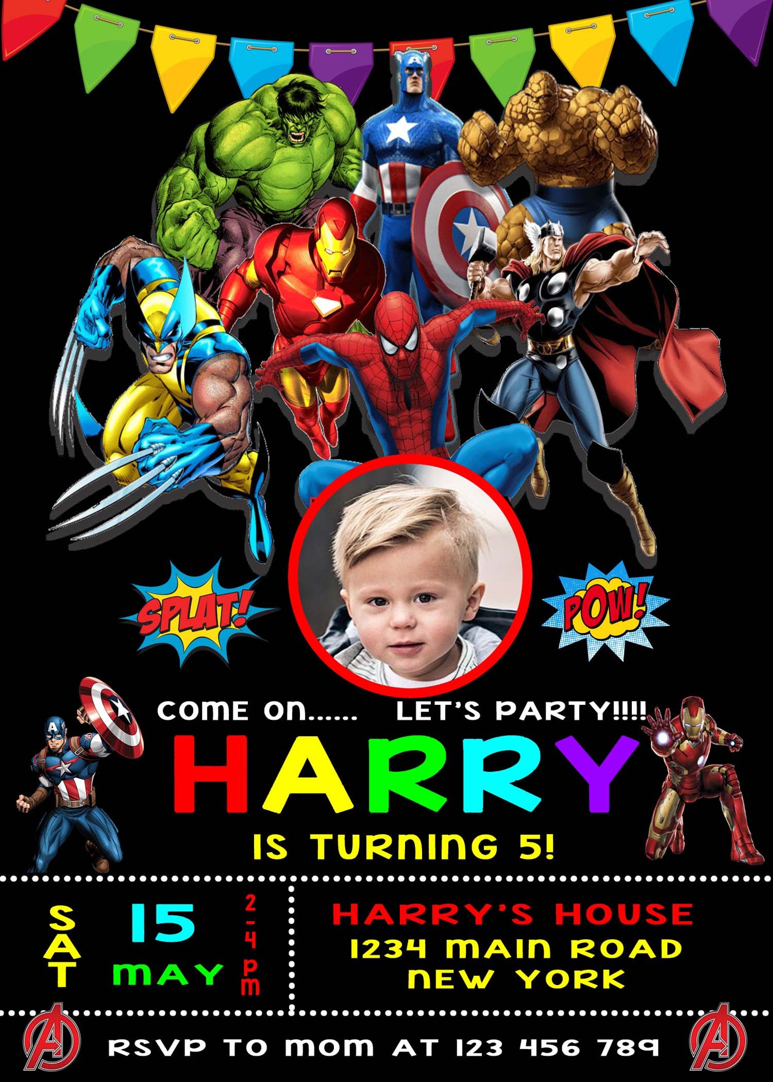 Avengers Birthday Photo Invitations Avengers Kids Party Etsy UK