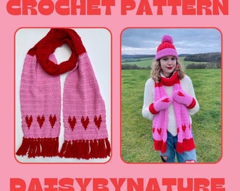 Loveheart Scarf Crochet Pattern: Easy Beginner Tapestry (PDF Pattern)