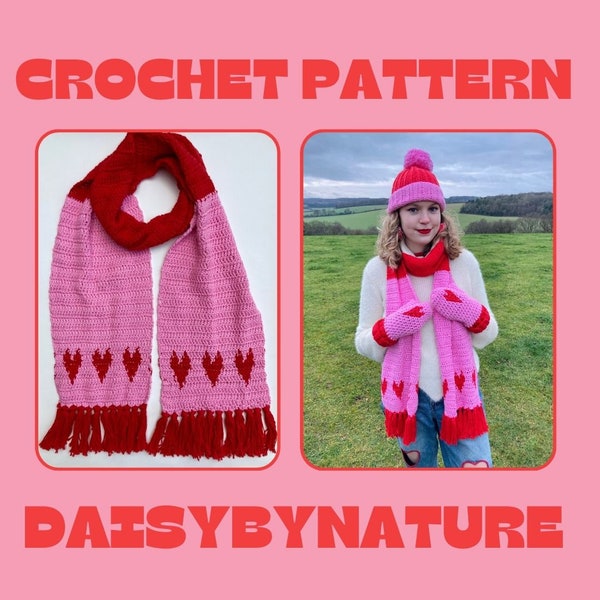 PATTERN Loveheart Scarf crochet pattern | Easy crochet pattern | Crochet scarf