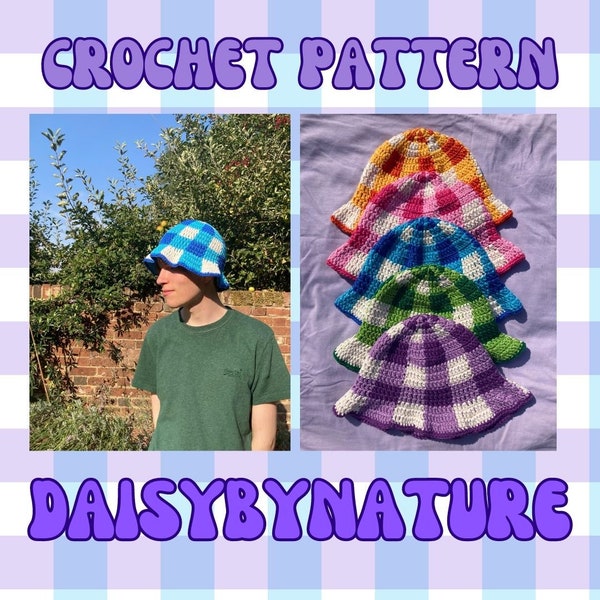 PATTERN Gingham Bucket Hat crochet pattern | Easy crochet pattern | Crochet hat
