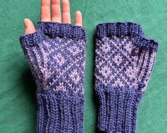 Knitted wool hand warmers fingerless gloves