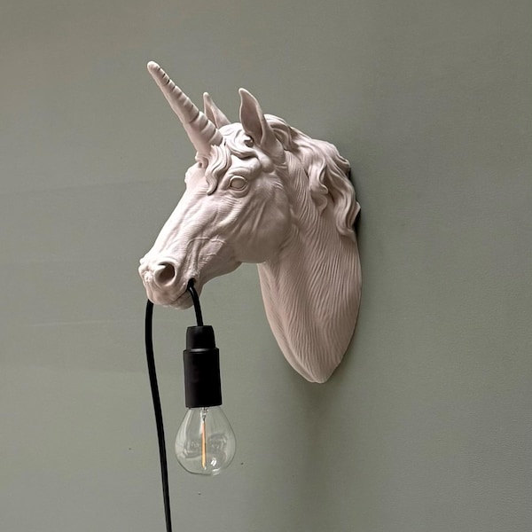 Unicorn Wall Lamp - Unicorn head on the wall - Cool Wall Decoration for Unicorn Lovers - Modern Lamp for Your Interior or Children's Room