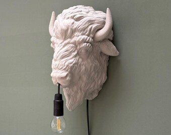 XL Bison Wall Lamp – Bison Wall Lamp – Large Animal Lamp – Bison Head Wall Decoration – Unique Wall Lighting – Wildlife Decor