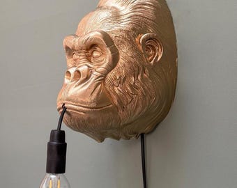 Gorilla Wall Lamp - Animal Lamp for Living Room - Unique Wall Lighting - Cool Wall Lamp - Jungle Decor - Designer Lamp - Children's Room Lamp