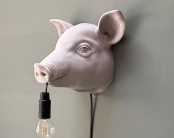 Pig Wall Lamp - Animal Lamp for Children's Room or Living Room - Unique Wall Lighting - Farm Wall Decoration - Pig's Head