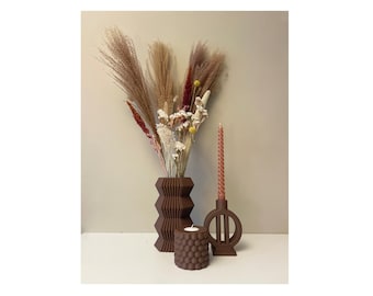 Enchanting elegant set of a Candlestick, Tea Light Holder & Vase / Home decoration / Vase for dried flowers / Candle decoration