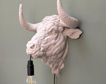XL Bull Wall Lamp - Animal Wall Decoration - Wall Lamp - Gift for Animal Lovers - Bull Head Wall Lamp - Animal Decoration