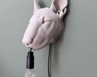 Bullterrier-Wandlampe – Einzigartige Lampe für Hundeliebhaber – Moderne Wandbeleuchtung mit Hundesilhouette – Geschenk für Hundeliebhaber