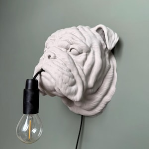 English Bulldog Wall Lamp - Unique Head Lamp for Dog Lovers - Modern Wall Decoration for Living Room or Bedroom
