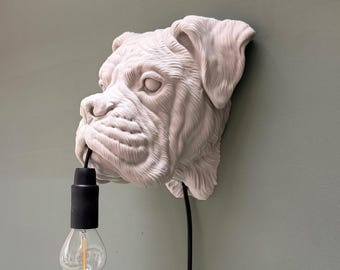 German Boxer wall lamp - Cool and cozy lamp for dog lovers - Perfect gift for dog lovers - Dog wall lamp - Boxer head