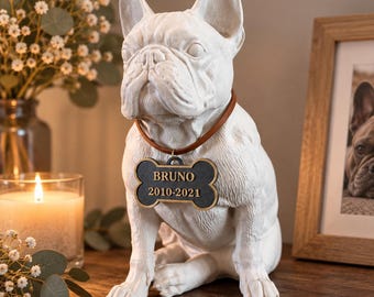 French Bulldog Memorial Statue - Personalized Dog Statue with Name and Years - Dog Memorial Statue - Remembrance of a Pet