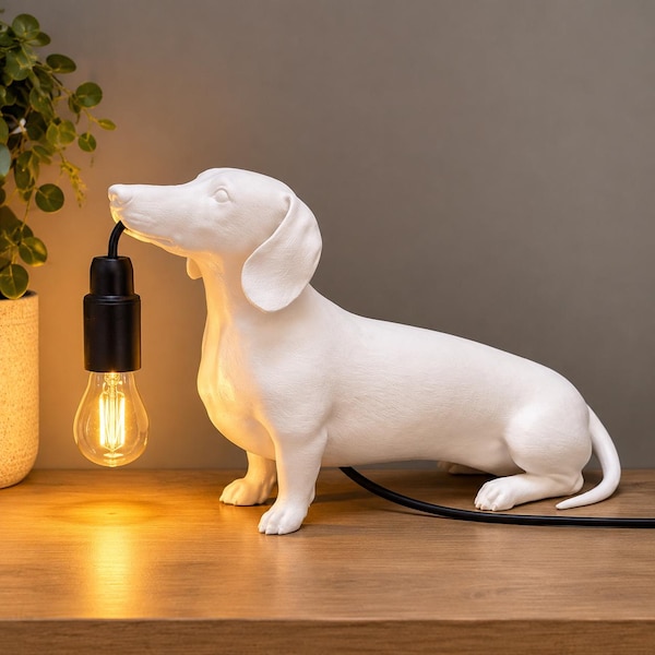 Dackellampe - Dackeldesign - Stimmungsvolle Dackellampe - Dekorative Lampe - Schöne Hundelampe - Geschenk - Wohnaccessoire für Dackelfans