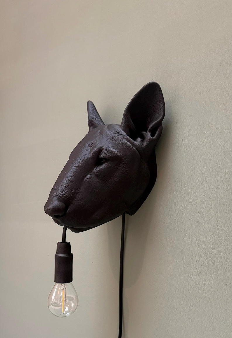 Bull Terrier Wall Lamp - Unique Lamp for Dog Lovers - Modern Wall Lighting with Dog Silhouette - Gift for Dog Lovers image 2