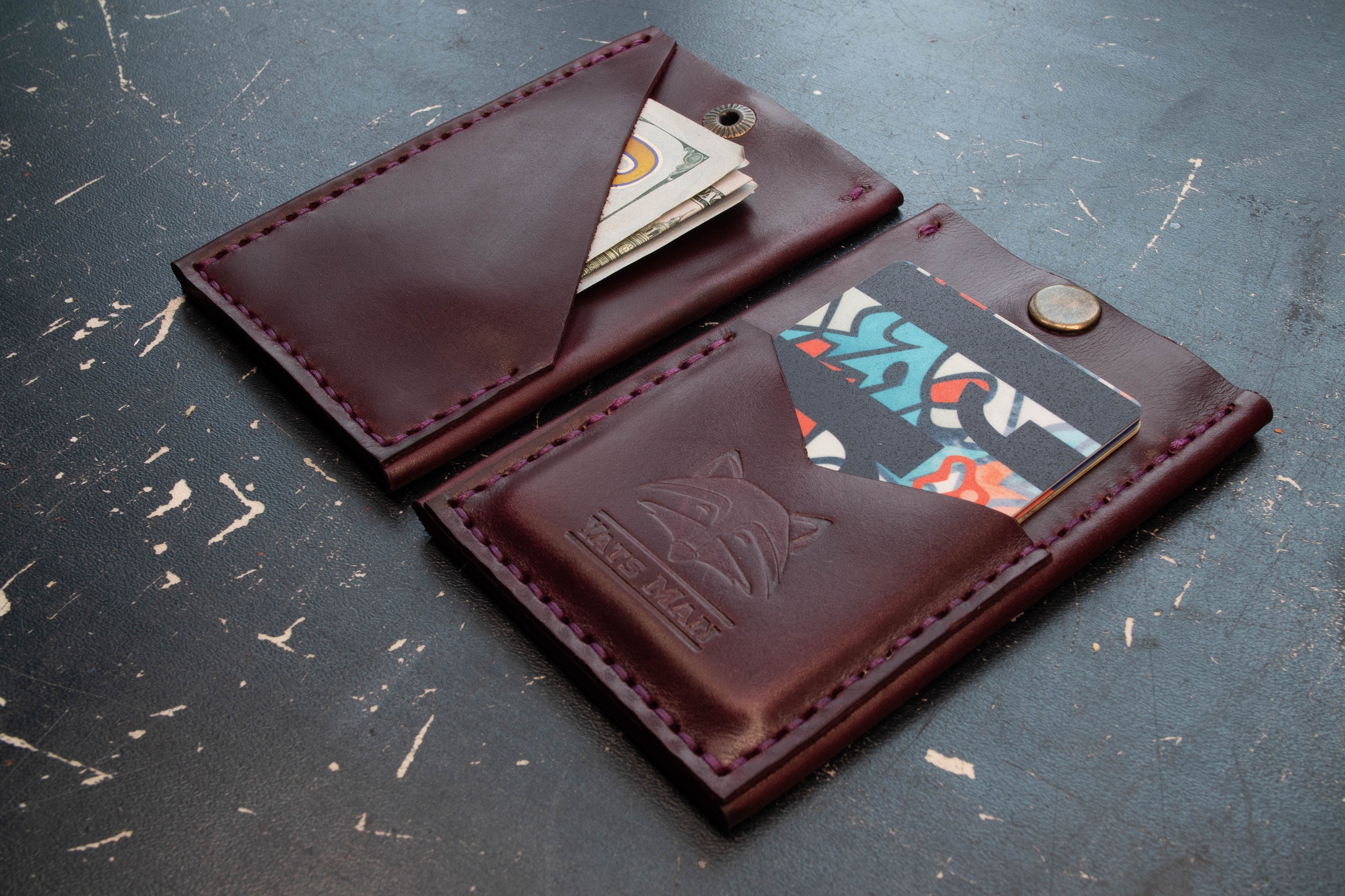 Small leather wallet for everyday carry made from genuine Etsy
