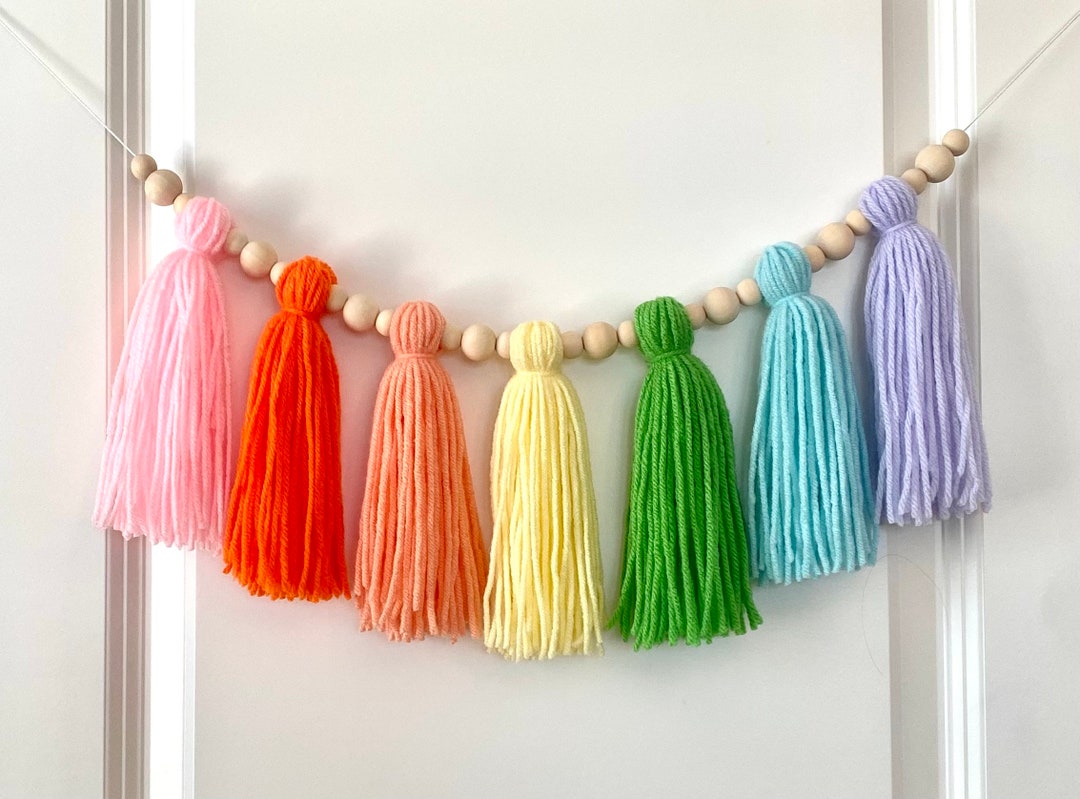 Rainbow Tassel Garland Tassel Garland Birthday Decor Etsy