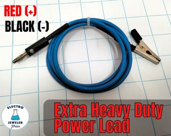 EXTRA Heavy Duty 10+ AMP Alligator clip lead. Electroform Supply Heavy Duty  1M / 3Ft Long. Black Negative. Fits Power Supply.