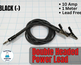 Double Headed Alligator Clip Power Lead Positive.  1M / 3Ft Long. negatative / Black. Fits Power Supply.