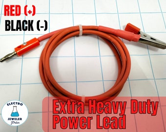 EXTRA Heavy Duty Alligator clip lead. Electroform 10 + amp Supply Heavy Duty  1M / 3Ft Long. Red Positive. Fits Power Supply.