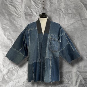Upcycled Denim Haori Jacket | Handmade Patchwork Kimono | One of a Kind | Sustainable Fashion | KAZÚ