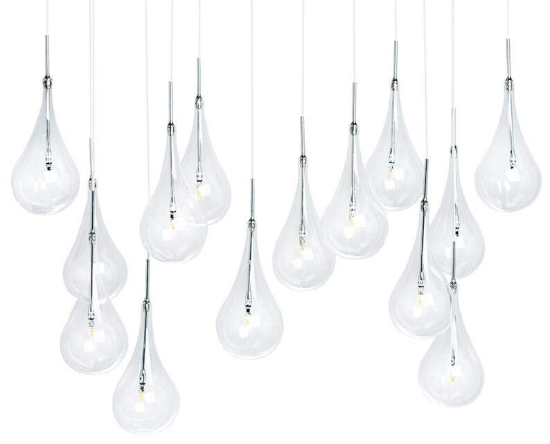Modern Glass Drops Chandelier // 14 Light // Multi light Etsy