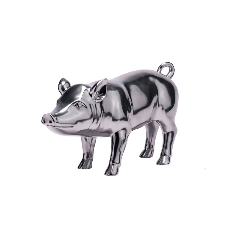 Chrome Pig Statue Pig Sculpture Pig Ornament Home Decor Etsy