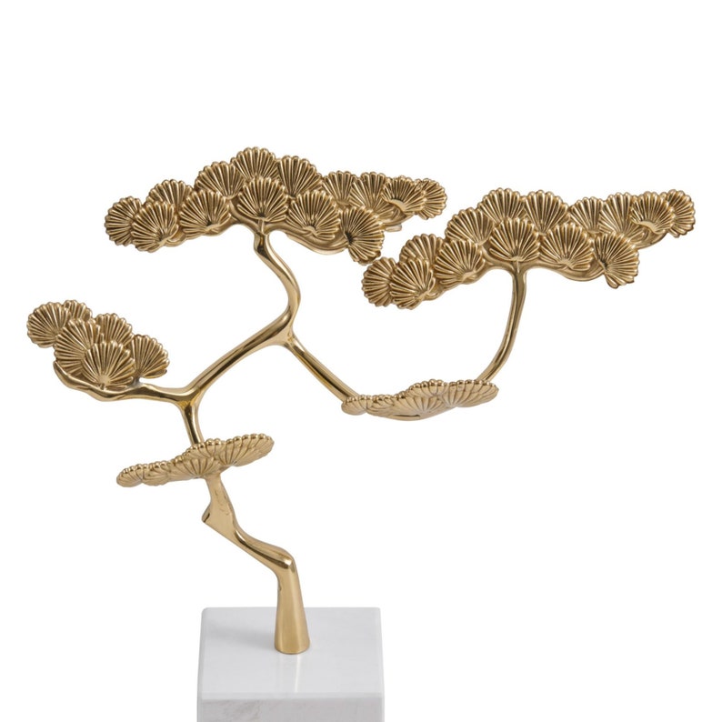 Gold Bonsai Tree Bonsai Marble Stand Bonsai Decor Modern Etsy