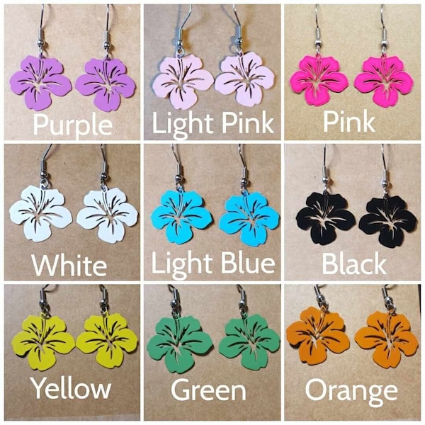 Hibiscus Earrings | Hypoallergenic Earring Hooks | Hibiscus Dangle Earrings | Tropical Earrings | Flower Earrings | Hibiscus Gifts