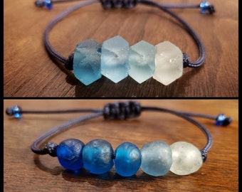 Recycled Sea Glass Bracelet | African Recycled Glass | Adjustable Paracord Bracelet | Glass Bracelet | Ombre Sea Glass | Beaded Bracelet