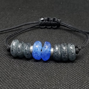 Gray Blue Glass Bracelet | African Recycled Glass | Adjustable Paracord Bracelet | Recycled Glass Bracelet | Beaded Bracelet