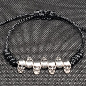 Skull Bracelet | Adjustable Paracord Bracelet | Gothic Bracelet | Skeleton Bracelet | Halloween Jewelry | Mens Skull Bracelet | Gift for Her